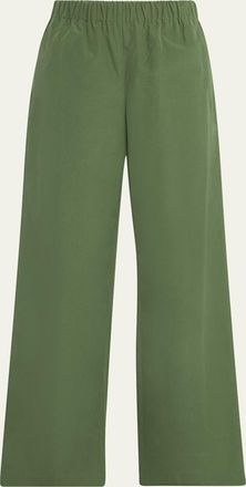 Lafayette 148 New York Riverside Wide-Leg Organic Cotton Poplin Pants