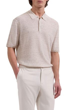 Bugatchi Linen Polo Sweater in Almond at Nordstrom, Size Xx-Large