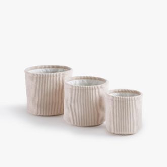 La Redoute Interieurs Set van 3 ronde ribfluwelen manden, VELOUDO