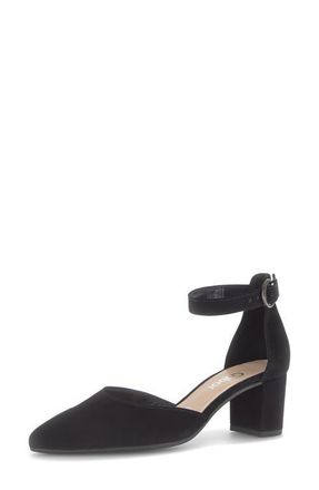 Gabor Ankle Strap Almond Toe Pump in Black at Nordstrom, Size 7.5Us