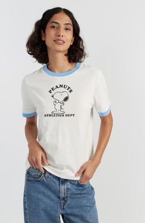 Chinti and Parker Snoopy Athletics Graphic Cotton Tee in Cream at Nordstrom, Size X-Large