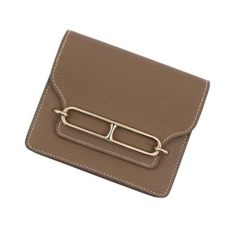 Herm&egrave;s Etoupe Gray Chevre Myzore Leather Coin Purse/Coin Case (Pre-Owned)