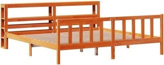 vidaXL Bed Frame with Headboard without Mattress Wax Brown 180x200 cm Super King vidaXL