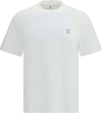 Brunello Cucinelli T-shirt met logo - Heren - T-shirts - Wit - M - Katoen - Tops