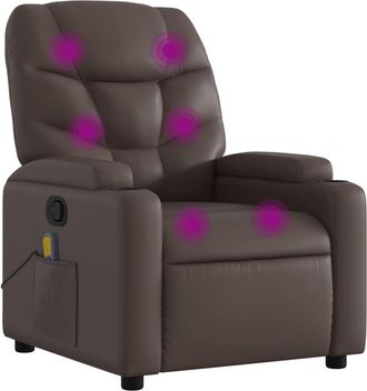 vidaXL Sill&oacute;n De Masaje Reclinable Cuero Sint&eacute;tico Marr&oacute;n Vidaxl
