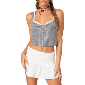 Edikted Gingham Bustier Corset Cotton Top in Mix at Nordstrom, Size X-Small