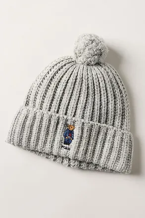 Polo Ralph Lauren Denim Bear Pom Pom Beanie