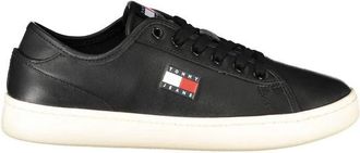 Tommy Hilfiger Zwarte Leren Dames Sneaker - Dames - Sneakers - Zwart - 37 EU - Schoenen