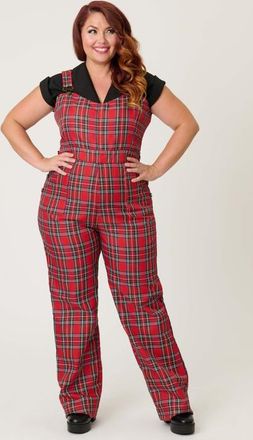 Unique Vintage Plus Size Wide Leg Overalls in Red at Nordstrom, Size 3X