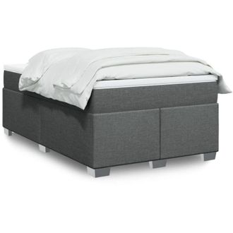vidaXL Cama Box Spring Con Colch&oacute;n Tela Gris Oscuro 120x190 Cm Vidaxl