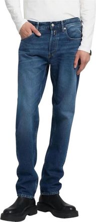 Replay Klassieke straight-leg katoenen jeans met ritssluiting en knoopsluiting - Heren - Slim Fit Jeans - Blauw - W30 L32 - Katoen - Jeans