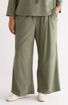 Max Studio Drawstring Waist Wide Leg Pants in Heather Sage at Nordstrom Rack, Size 3X