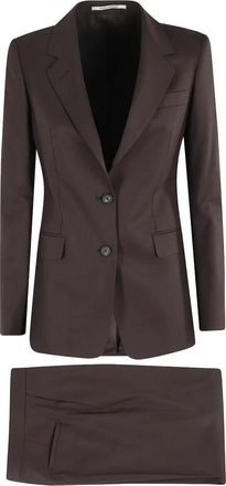 Tagliatore button suit - women - Virgin Wool/Polyester/Elastane - 40 - Brown