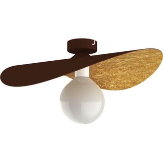 Lumicom Piuma Plafoniera, 1X E27, max 42W, metallo, marrone corten/foglia oro, D.40cm - Lumicom