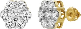 LuvMyJewelry Meadow 14K Yellow Gold Cluster Lab Grown Diamond Unisex Earrings - 1.76 Cts