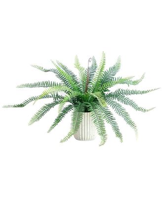 Nearly Natural Artificial Boston Fern Plant in Decorative Cement Planter