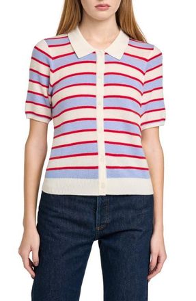 Wayf Wesley Collar Cardigan in Blue Stripe at Nordstrom, Size X-Small