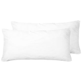 Beliani Beliani - Conjunto De 2 Almohadas Tradicional Funda De Microfibra Blanca Relleno De Poli&eacute;ster De Perfil Bajo 40 X 80 Cm Errigal