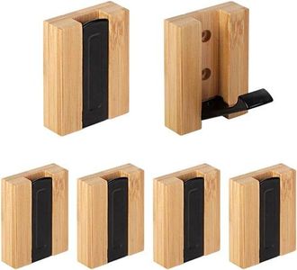 No Brand Perchero De Pared Con 6 Ganchos Plegables De Bamb&uacute; Para Colgar Bufandas, Bolsos Y Otros Art&iacute;culos