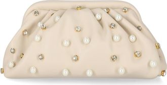 Jessica McClintock Violetta Studded Clutch in Bone at Nordstrom Rack