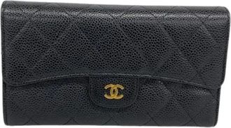 Chanel Pre-owned Wallets, female, Black, Size: ONE SIZE Pre-owned Long wallet (tri-fold)
