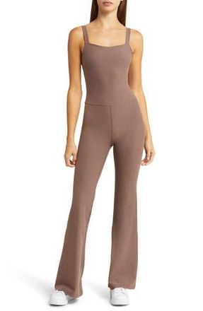 Beyond Yoga Hit the Scene Space Dye Flare Jumpsuit in Truffle Heather at Nordstrom Rack, Size X-Small