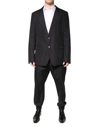 Dolce & Gabbana Black Cotton Single Breasted 2 Piece Mens Suit