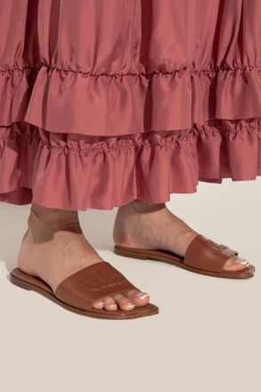 Chloé Flower Slides, Womens, Brown