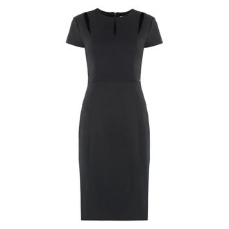 Calvin Klein Midi Dresses, female, Black, 2XS, Cut-out Front Crepe Dress