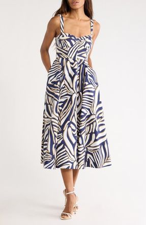 Diane Von F&uuml;rstenberg Audrey Floral Print Sleeveless Sundress in Savanna Shadow Navy at Nordstrom Rack, Size Xx-Small