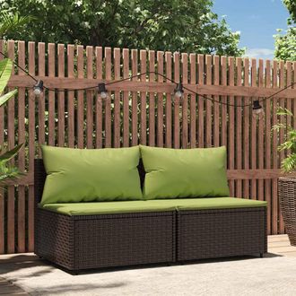 vidaXL Sof&aacute;s Centrales Jard&iacute;n Con Cojines 2 Uds Rat&aacute;n Sint&eacute;tico Marr&oacute;n Vidaxl