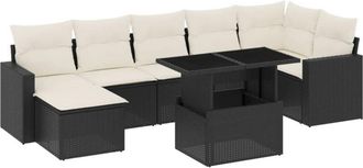 vidaXL Set De Sof&aacute;s De Jard&iacute;n 8 Piezas Y Cojines Rat&aacute;n Sint&eacute;tico Negro Vidaxl