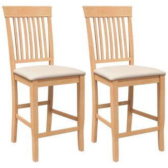 vidaXL Taburetes De Bar Con Cojines, 2 Unidades, Madera Maciza Natural, Caucho Vidaxl