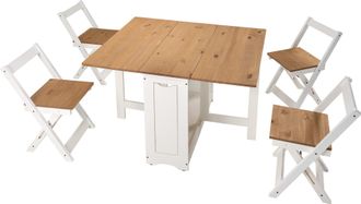 Seconique SANTOS BUTTERFLY DINING SET (X4 CHAIRS) - WHITE/DISTRESSED WAXED PINE - SECONIQUE | TJ Hughes White