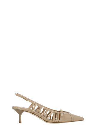 The Seller Pink Arrow Toe Polished Leather Pumps