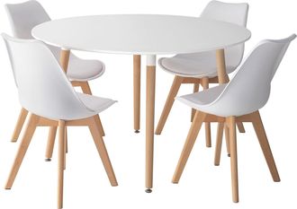Happy Garden Mesa Redonda Martha 120cm Y 4 Sillas Nora Blancas