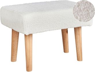 Beliani Taburete boucl&eacute; blanco