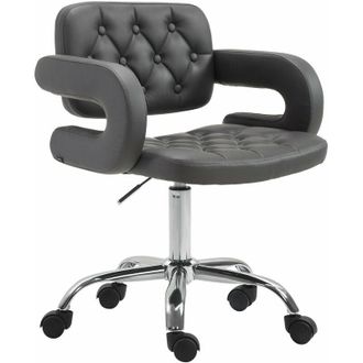 Clp Taburete Con Ruedas Dublin En Cuero Pu Gris