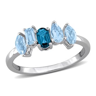 Mimi & Max 1ct TGW Blue Topaz Five Stone Ring Sterling Silver