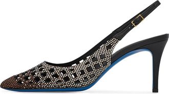 Loriblu Slingback gioiello in zwart nappaleer met verdunde cut-out details - Dames - Pumps - Zwart - 39 EU - Leer - Schoenen