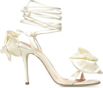 Magda Butrym 105mm Flower Satin Sandalen - Dames - Sandalen met hakken - Beige - 40 EU - Leer - Schoenen