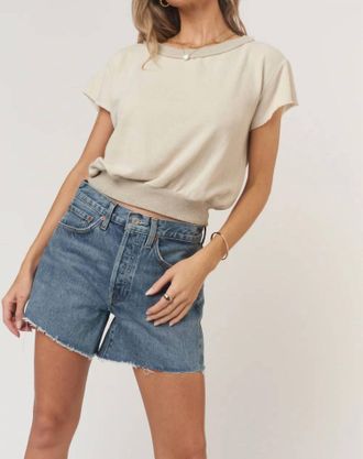Bloomingdale's Zaya Textured Crew Neck Tee In Champagne
