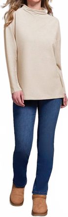 Tribal Funnel Neck Tunic With Side Slits In Eggshell