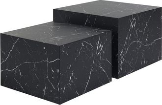 Miliboo Tavolini da salotto estraibili design effetto marmo nero (set di 2) calla