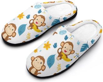 Generic Cute Monkey Cotton Slippers for Women Indoor Outdoor Slipper Slip-On Memory Foam Home Shoes