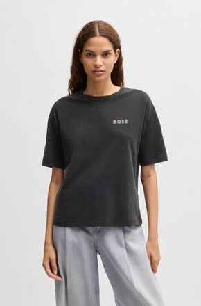 Boss Orange by Hugo Boss T-Shirt BOSS ORANGE Fardin Premium Damenmode, Damen, Gr. M, schwarz (schwarz 001), Single Jersey, Obermaterial: 100% Baumwolle, unifarben, relaxed fit