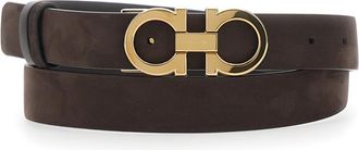 Ferragamo Dark Brown Textured Reversible Belt