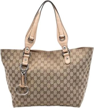 Gucci Pre-owned Tote Bags, female, Beige, Size: ONE SIZE Pre-owned Canvas Tote