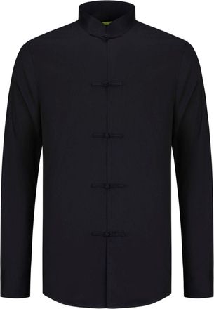 Shanghai Tang Five Frogs chambray shirt - men - Cotton - 46 - Black