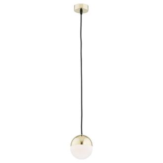 Netlighting Livia 12cm Globe Pendant Ceiling Light Opal Matt Brass Steel IP44 in Gold